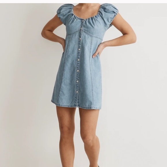 Madewell - Light Blue Denim Mini Dress - Size 6 - Picture 1 of 5